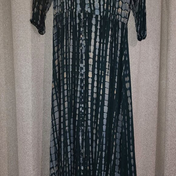 Island Paradise Women's Maxi Dress Tye Dye Look Blue Green Hues Size XS - Picture 1 of 4